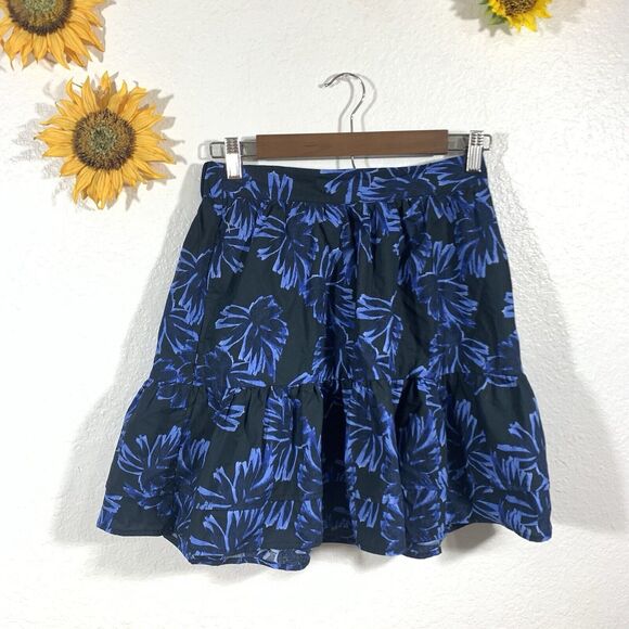 Who What Wear Blue Floral Stretch Waist Ruffle Skirt Size Small Women’s - Picture 1 of 6